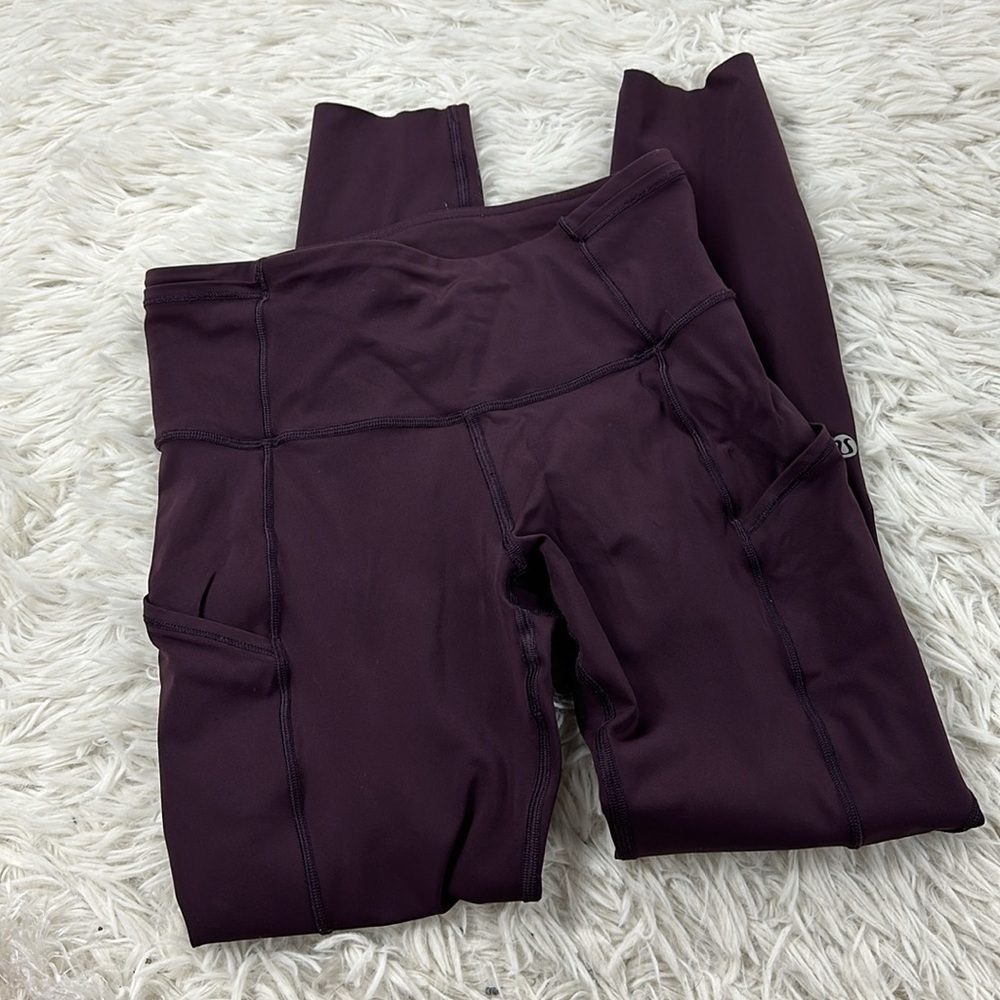 Lululemon Fast & Free 7/8 Tight II *Nulux 25" Black Cherry